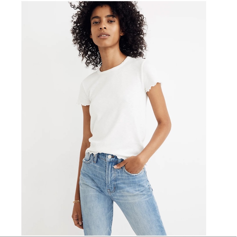 Madewell Ruffle Hem Baby Tee Size S